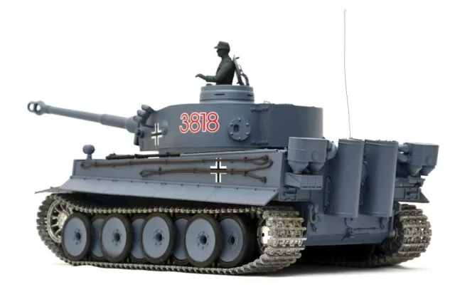 RC Panzer "German Tiger I" Heng Long 1:16 Grau, Rauch&Sound,Metallgetriebe (Stah 3
