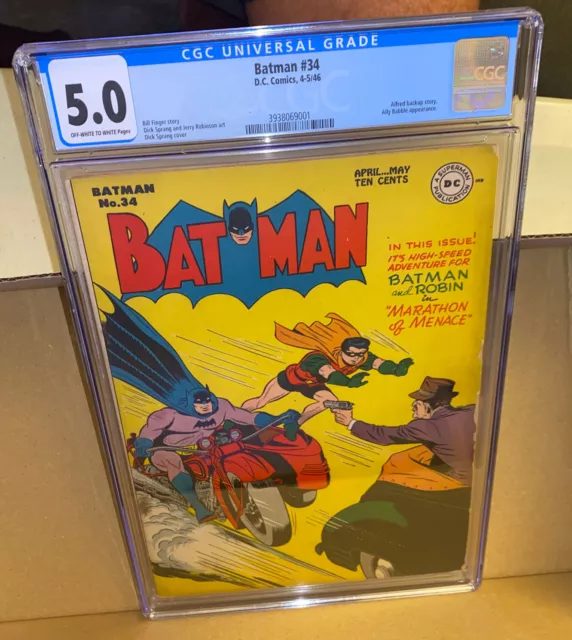 1946 BATMAN 34 CGC 5.0- OW/W - Golden Age Batman & Robin, Bill Finger Story