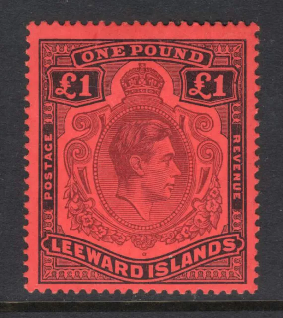 M22700 Leeward Islands 1938 SG114 KGVI: £1 purple & black/deep brick-red. CW13a