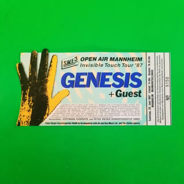 GENESIS INVISIBLE TOUCH TOUR Rare Jumbo German Concert Ticket Stub Mannhein 1987