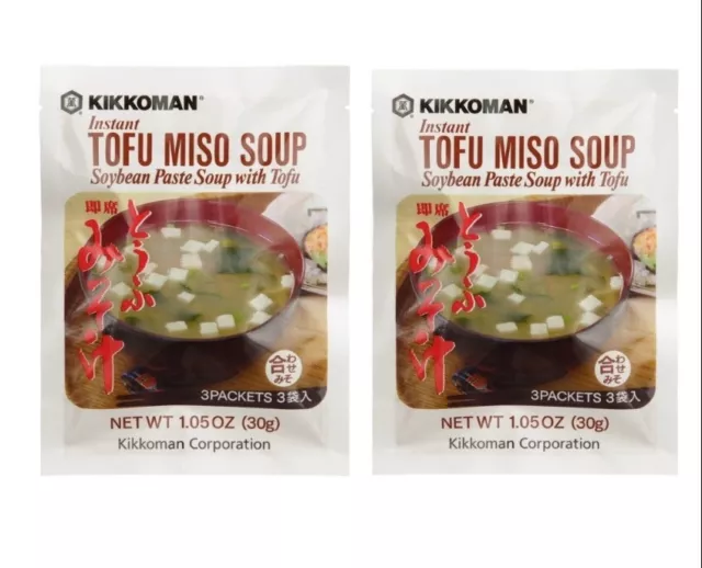 Kikkoman Instant TOFU MISO Soybean Paste Soup w/ Tofu 1.05oz (30g) Pack of 2