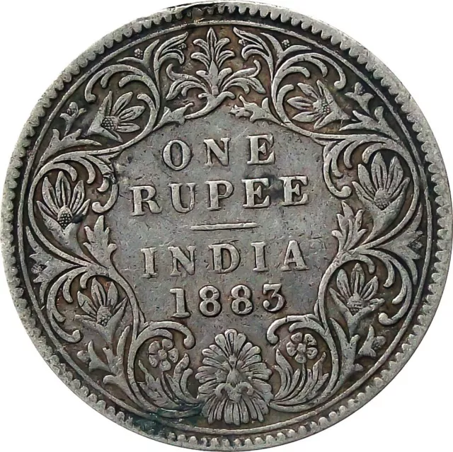 British India 1-Rupee Silver Coin 1883 Victoria【KM# 492】VF