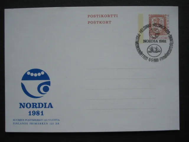 Finnland: Ganzsache Postkarte Briefmarkenausstellung NORDIA m. St. 6.5.1981