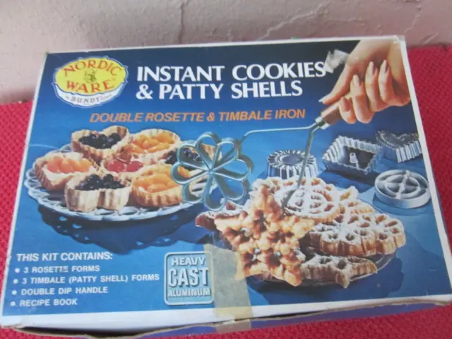 Vtg NordicWare Instant Cookies Patty Shells Double Rosette Timbale Iron Orig Box