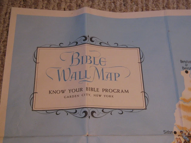 VINTAGE BIBLE WALL MAP Know Your Bible Program LARGE 25.5" X 41" £1.35 ...