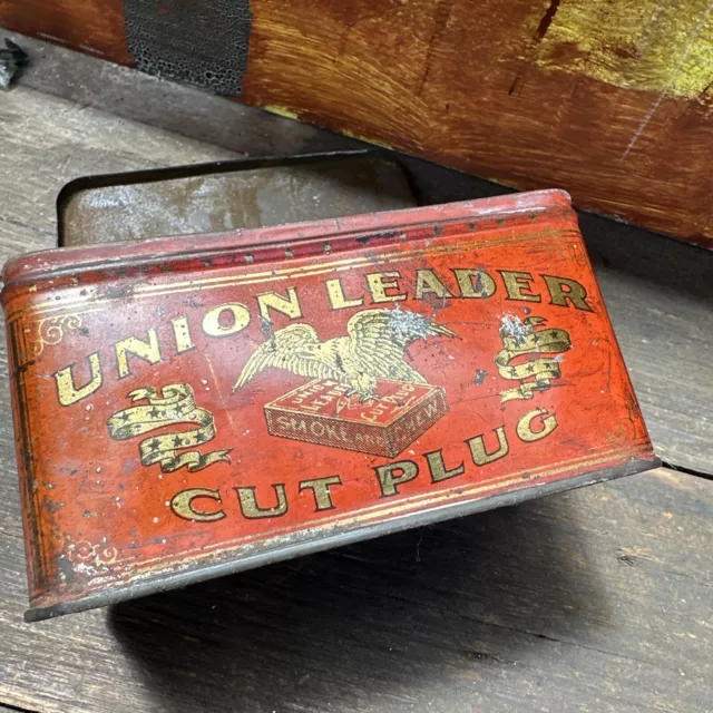 Union Leader Cut Plug Vintage Tobacco Tin Empty US 2