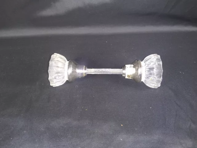 Vintage Crystal 12 Point Door Knob Brass Clear Glass