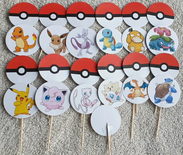 24 x Pokemon Team Rakete große Cupcake Topper Picks Karte 200gsm + kostenloser Ballon