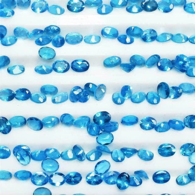 Vente en gros Lot de 4x3mm Oval Facet Natural Blue Apatite Loose Calibrated...