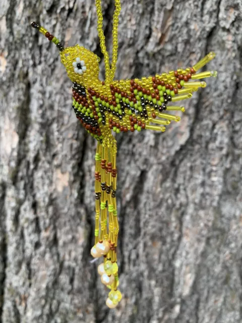 Handmade Guatemalan Beaded Hummingbird Ornament Gift Decoration Sun Catcher