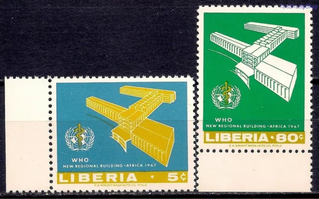 Liberia 1967 WHO New Buildings Africa Health Medical Welfare 2v set MNH