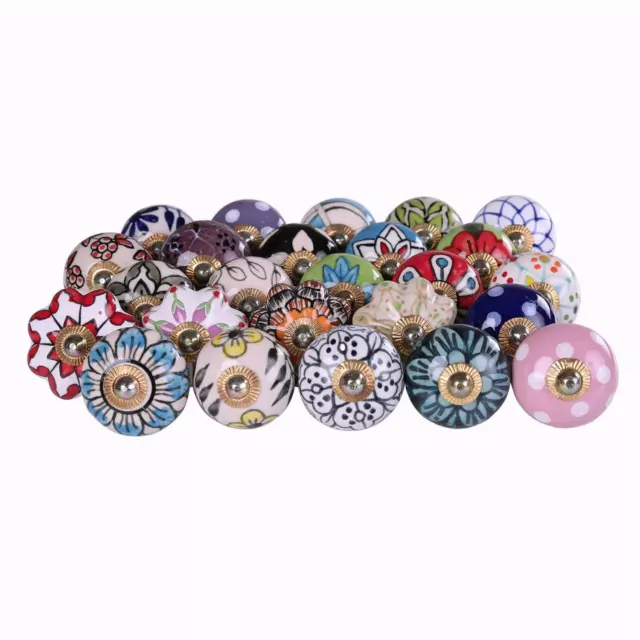 30 Pcs LOT Cupboard Wardrobe Handle Door Knobs Ceramic Closet Knobs Door Pull