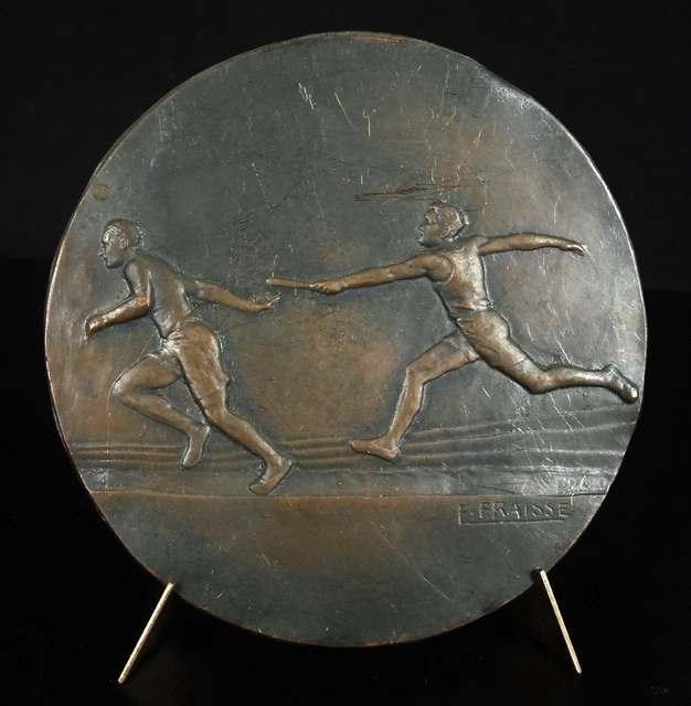 Art Déco Ça 1930 Médaille Bronze Sculp Rasumny Sport Couse À