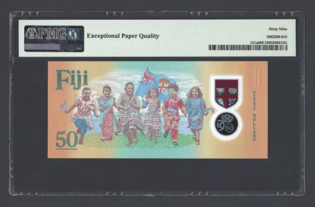 Fiji 50 Dollars 2020 P121a "Commemorative" Uncirculated Grade 69 Top Pop 2