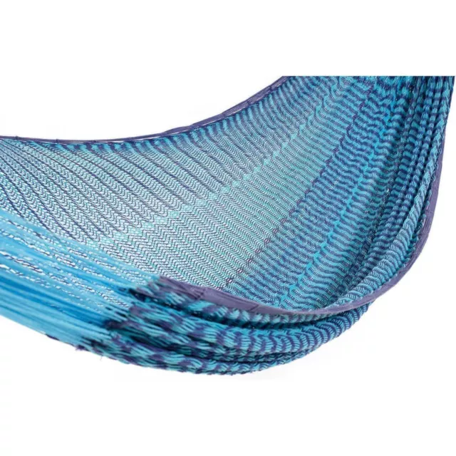 Deluxe Thick Weaved Mexican Hammock Cotton Two Tone Blue