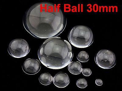 6 Transparent Clear Flatback Glass Half Sphere Ball Cabochon 30mm No Hole