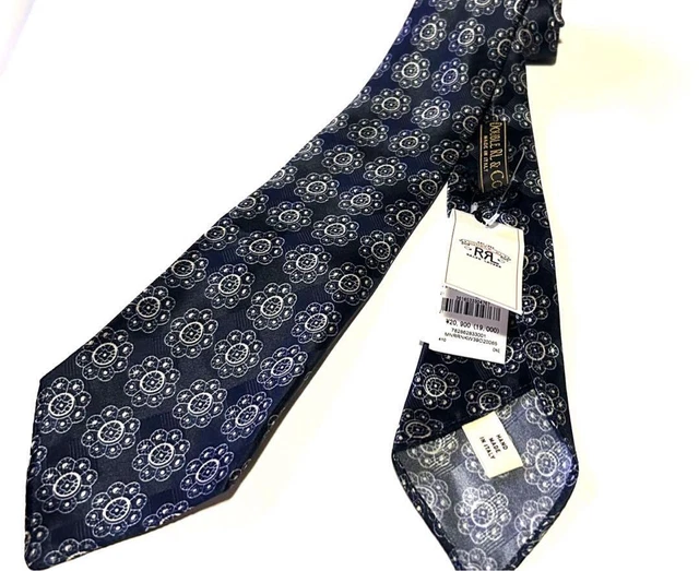 RRL Silk Tie Floral Navy No.1492