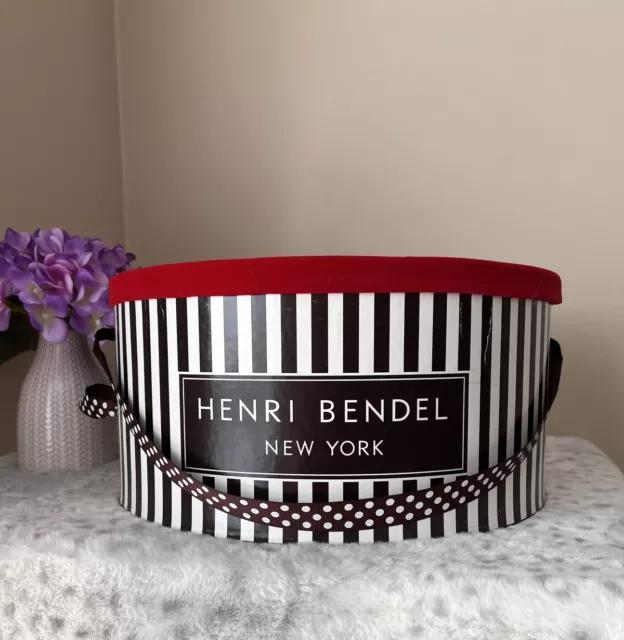 Henri Bendel Red Lined Striped Cardboard Hat Box