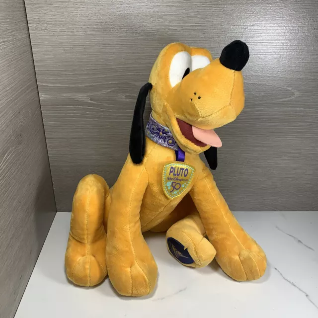 Disney Parks 50th Anniversary Pluto Plush Toy 11-Inch Walt Disney World