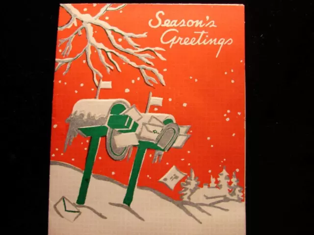 Vintage "Mailboxes Full Of Greetings!!" Christmas Greeting Card