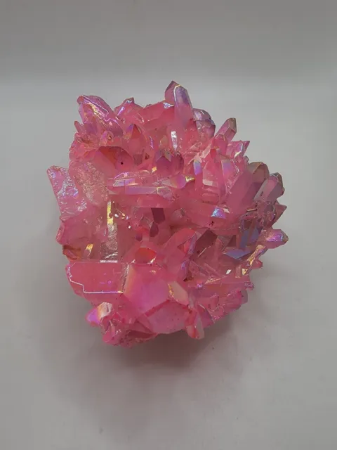 437 grams Beautiful Angel Aura Clear Quartz Titanium pink Crystal Cluster