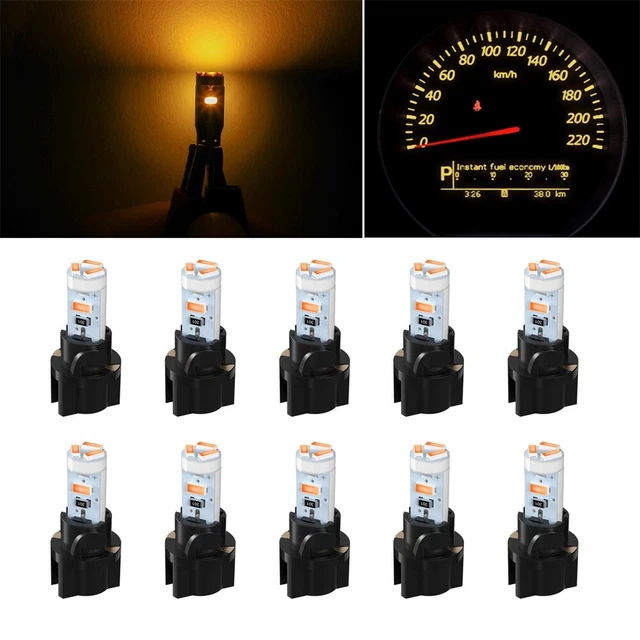 10pcs T5 Orange 3014 LED Instrument Gauge Cluster Dash Light Bulbs W/ Sockets