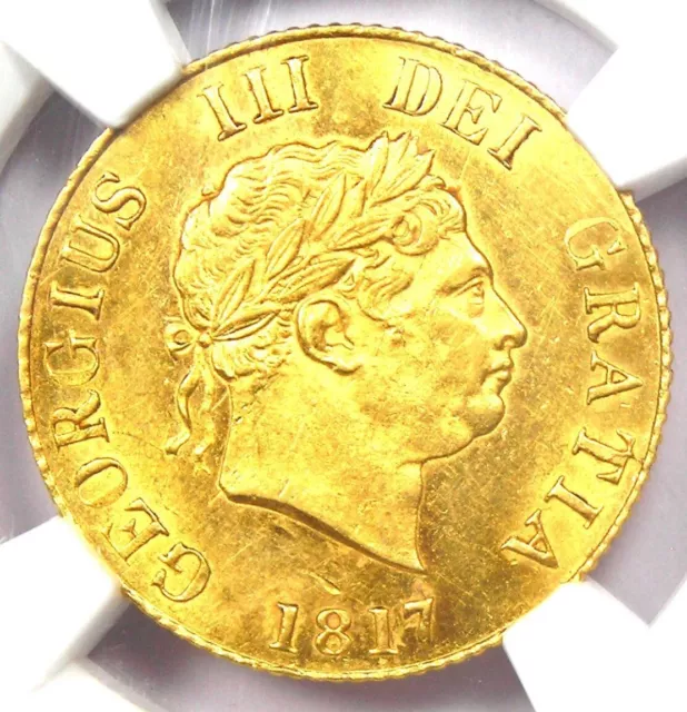 1817 Britain George III Gold Half Sovereign 1/2S. NGC Uncirculated Detail UNC MS
