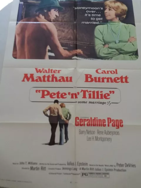 Vintage Original Movie Theater Poster "Pete &tillie " 1973