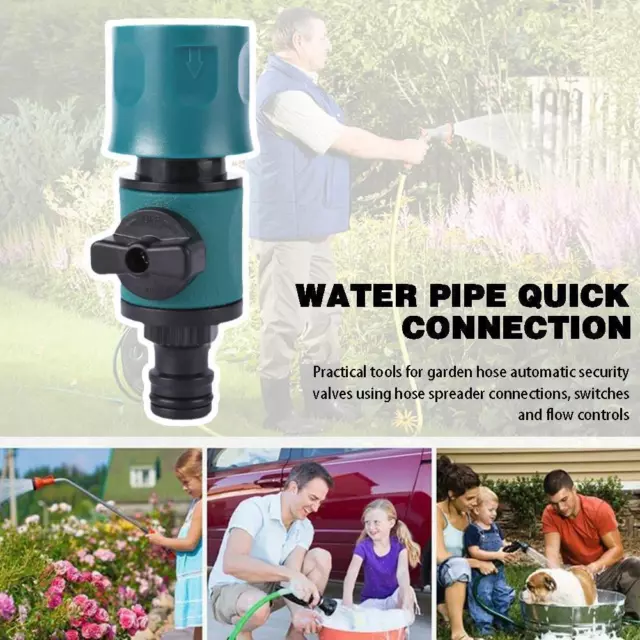 Garden Hose Connector W/Shut-off Valve Water Pipe Quick For Watering E7N6