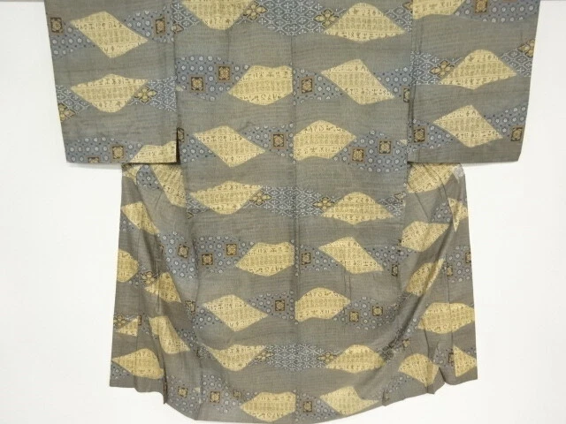 97264# Japanese Kimono / Hitoe Mens Juban / Abstract Character & Sarasa Patt