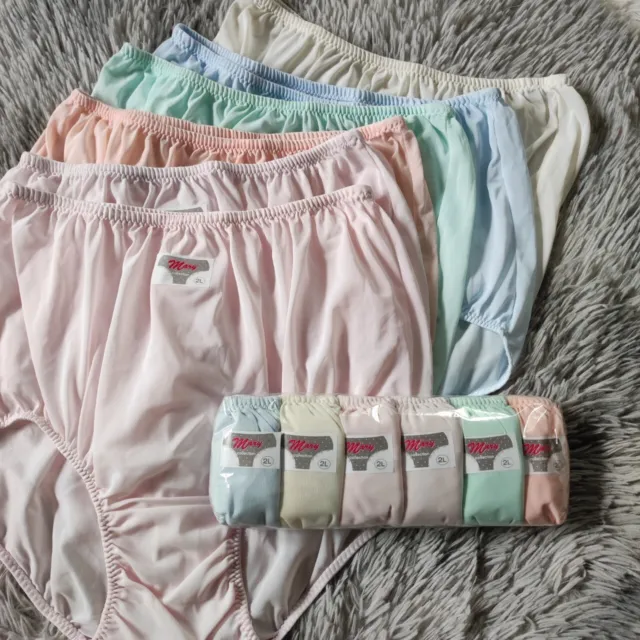 12 Plus Underwear Granny panties Nylon Woman Man Briefs Soft Silky Waist  44-48