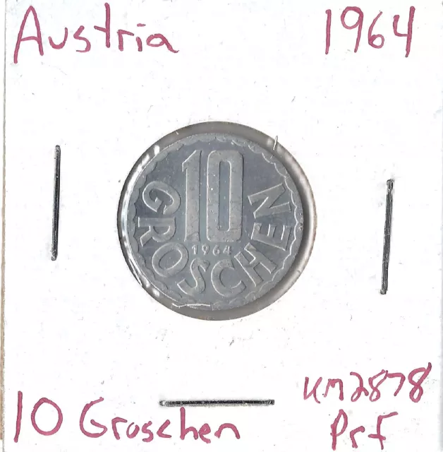 Coin Austria 10 Groschen 1964 KM2878, proof