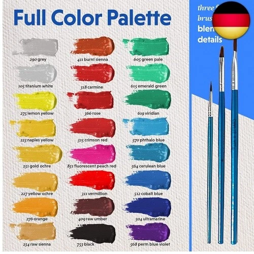 4 ALL Acrylfarben-Set 24 Farben ? Farbe für Holz, Leinwände, Keramik, Stoff - L