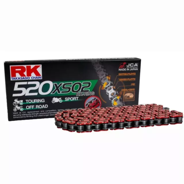 RK XSO2 Racing X-Ringkette verstärkt rot 520 Teilung 120 Glieder mit Nietschloss