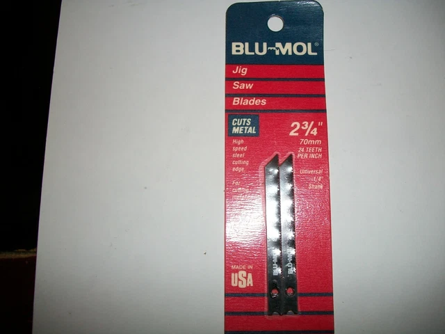 Blu-Mol Jig Saw Blades, Cuts Metal, 2 3/4" P/N 6415 High Speed Steel, One Pair