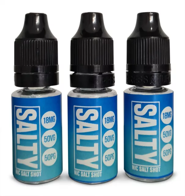 Nic Salt Shot 18MG 10ML 50VG/50PG BY SALTY Unflavoured Nicotine Salt Shots UK