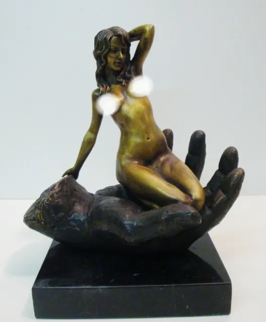Estatua Pin-up Desnudo Art Deco Estilo Art Nouveau Estilo Bronce sólido Firmado