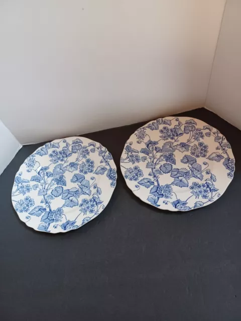 Set of 2 Alfred Meakin Harmony Shape Blue/White" FLORETTE" Dinner Plates 10"