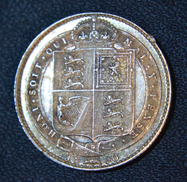 1890 Queen Victoria - Silver Shilling -  High Grade.
