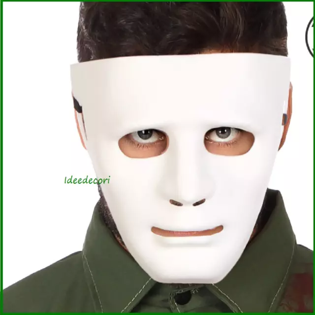 Maschera bianca teatro adulto viso faccia da fantasma carnevale halloween Atosa