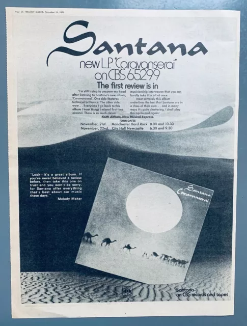 SANTANA 1972 vintage POSTER ADVERT CARAVANSERAI