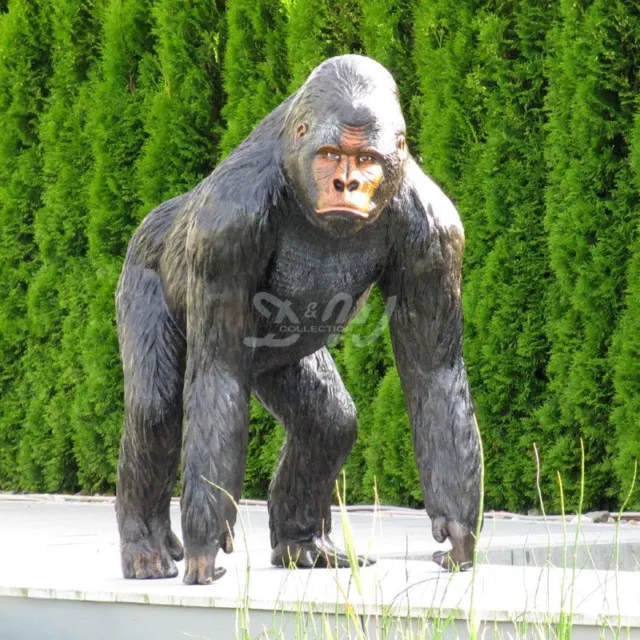 GORILLA Bruce schwarz braun 130 cm lebensgroß Deko Garten Tier Figur AFFE ZOO