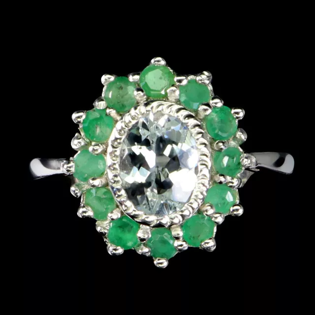 NATURAL OVAL AQUAMARINE 8x6mm Emerald Gemstone 925 Sterling Silver ...