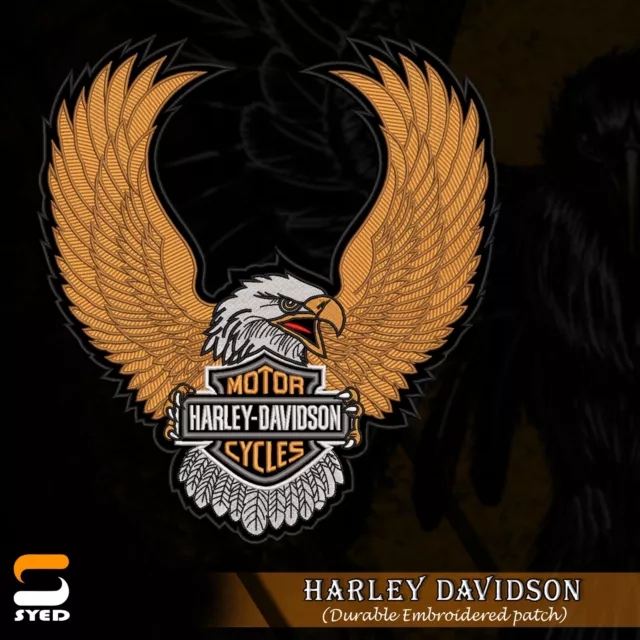 Harley-Davidson up wings Brown  Eagle 12" Embroidery Patch Emblem Sew-On Patch 2