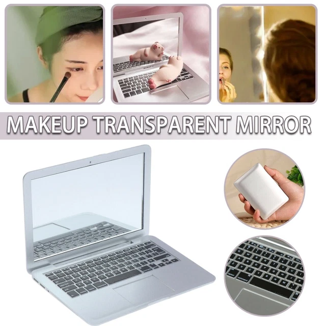Girl Mini Pocket Laptop Shape Makeup Clear Mirror Portable Travel L