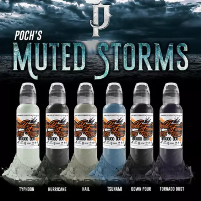 World Famous Tattoo Color 6 Bottle Poch Muted Storm Set