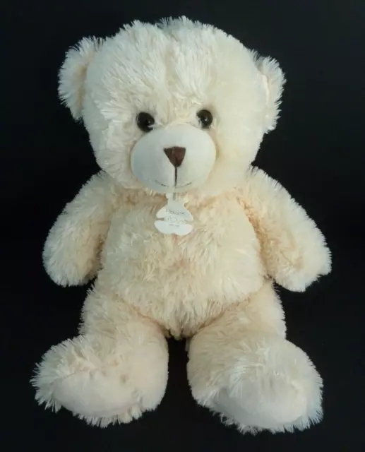 G4. DOUDOU PELUCHE OURS Bellydou HISTOIRE D'OURS  blanc crème 30cm - ETAT NEUF