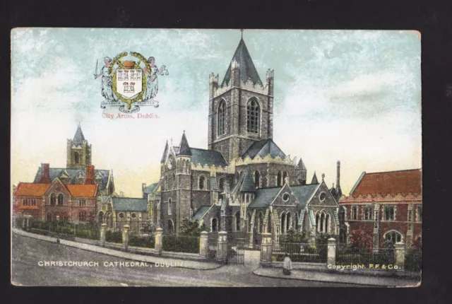 c1910 coat of arms Christchurch Cathedral Dublin Ireland religion postcard
