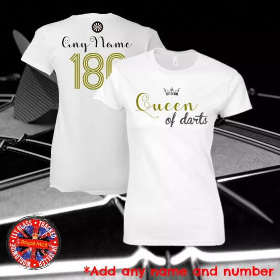 Ladies Darts Personalised T-shirt "Queen of darts", Gift, Women's, Mum, Event