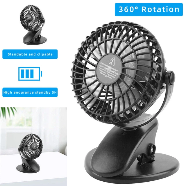 3 Speeds USB Rechargeable Mini Cooling Fan Clip On Desk Baby Stroller Portable
